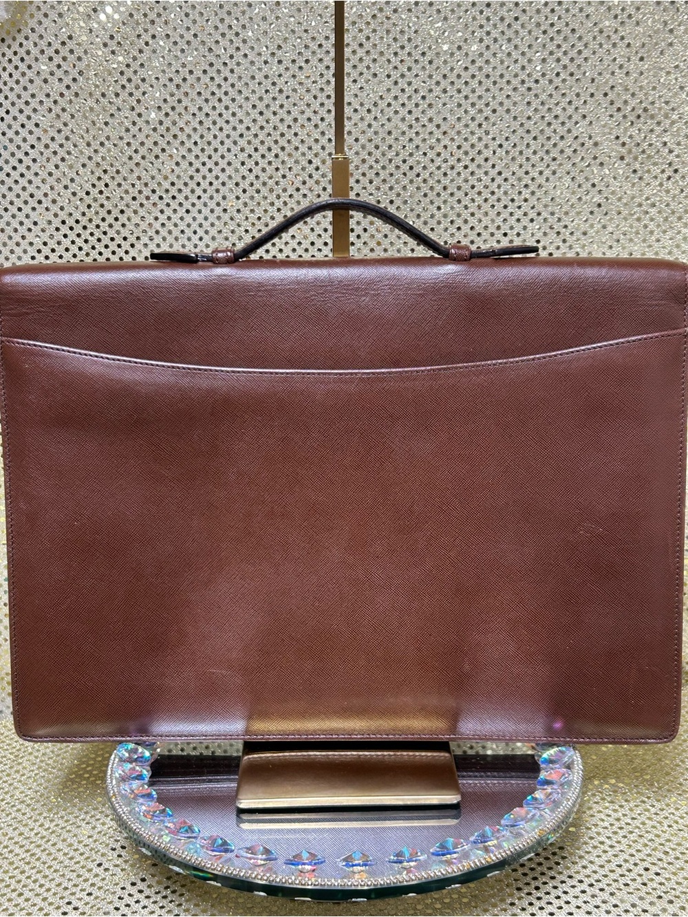 Bally Leather Briefcase in Brown with Gold-Tone Lock Approx. 15 x 10.5 x 2.5 - Picture 3 of 15